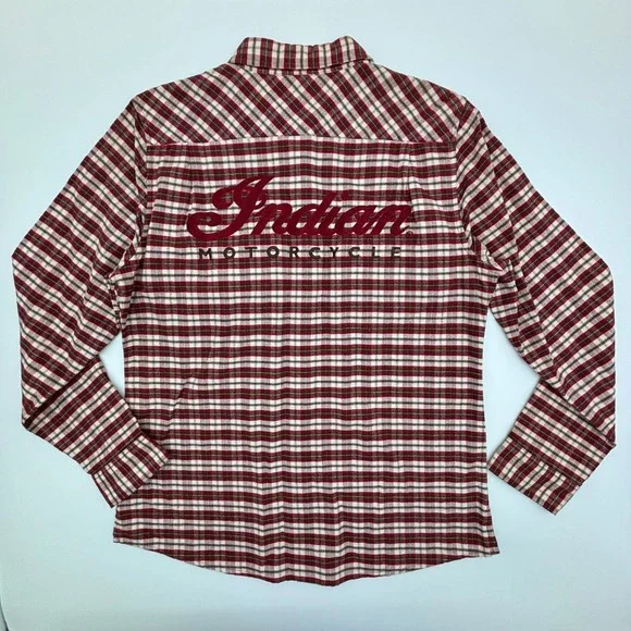 Indian Motorcycle Women's Plaid Button Up Shirt XL Long Sleeve Western - Picture 4 of 11